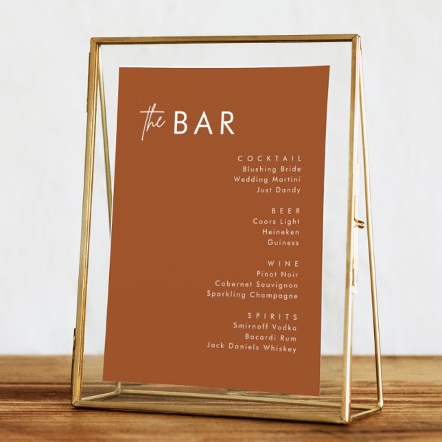 Boho Terracotta Bröllop Drinks Pub Menu-kort Meny (Skapare uppladdad)