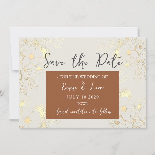 Boho Terracotta Bröllop Save The Date Spara Datumet (Framsida)