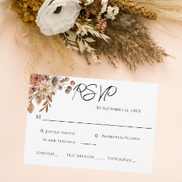 Boho Terracotta Brown Blommigt Entree Bröllop OSA Kort