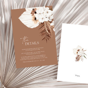 Boho Terracotta Brown Pampas Grass Blommigt Bröllo Tilläggskort