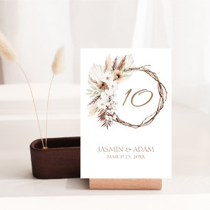 Boho Terracotta Brown Torkad Blommigt Utandning Br Bordsnummer