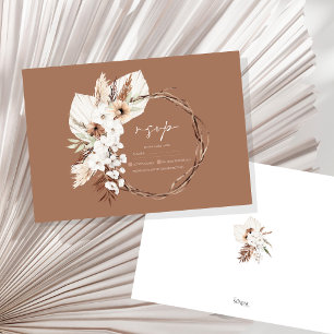 Boho Terracotta Brown Torkad Blommigt Utandning Br OSA Kort