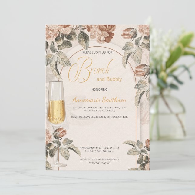  Boho Terracotta Brunch Bubbly Bröllopsfest | Inbjudningar (Stående Fram)
