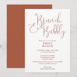 Boho Terracotta Brunch och Bubbly Bröllopsfest Inbjudningar
