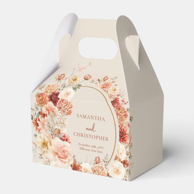 Boho terracotta burgundy blommigt eucalyptus guld presentaskar (Framsidan Sidan)