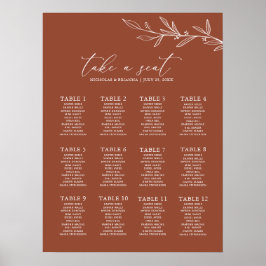 Boho Terracotta Burnt Orange Bröllop-sätesdiagram Poster