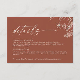 Boho Terracotta Burnt Orange Details Wedding Tilläggskort