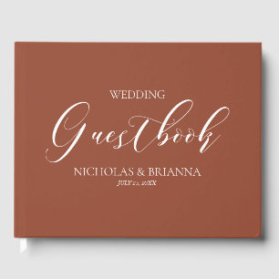 Boho Terracotta Burnt Orange Monogram Bröllop Gästböcker