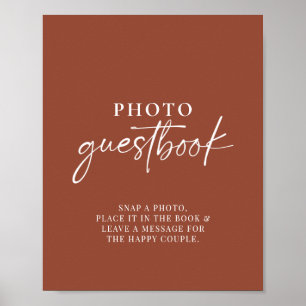 Boho Terracotta Burnt Orange Photo Guestbook-tecke Poster