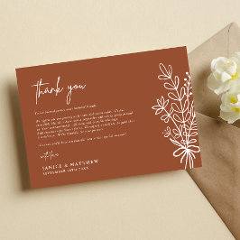 Boho Terracotta Burnt Orange Rustic Bröllop Tack Kort