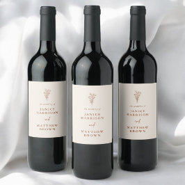 Boho Terracotta Burnt Orange Rustic Bröllop Vinflaska Etikett