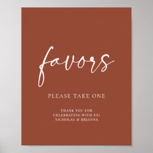 Boho Terracotta Burnt Orange Wedding Favands Poster