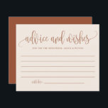 Boho Terracotta Calligraphy Advice och Önskemål Ca<br><div class="desc">Fråga gästerna till ge om deras råd och önskemål med detta anpassade-rådgivningskort. Det har terakotta modern kalligrafi och en vismisk konfetti mönster. Anpassa genom att lägga till egna detaljer. Du kan också ändra bakbilden till ett foto eller en annan bild. Det här bohos-rådet och önskemål-kortet är perfekt för bröllop, babyduschar,...</div>