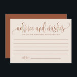 Boho Terracotta Calligraphy Bröllop Rådkort<br><div class="desc">Fråga gästerna till ge om deras råd och önskemål med detta anpassade-rådgivningskort. Det har terakotta modern kalligrafi och en vismisk konfetti mönster. Anpassa genom att lägga till egna detaljer. Du kan också ändra bakbilden till ett foto eller en annan bild. Det här bohos-rådet och önskemål-kortet är perfekt för bröllop, babyduschar,...</div>