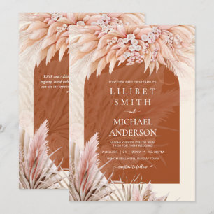 BOHO Terracotta Coral Pampas Grass Bröllop