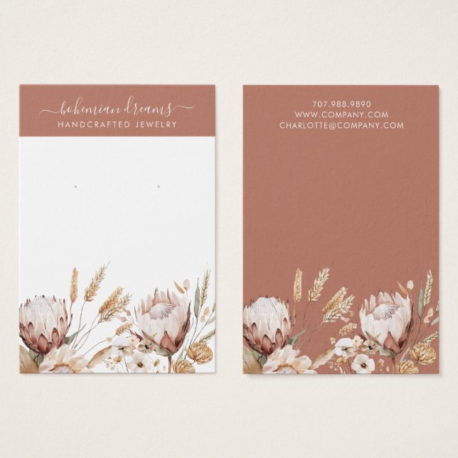 Boho Terracotta Cream Wildblommor Visitkort (Framsida & baksida)