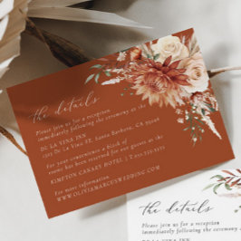 Boho Terracotta Dahlia Blommigt Elegant bröllop Tilläggskort