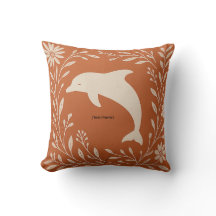 Boho Terracotta Delfin Kudd | Lägg till text/namn