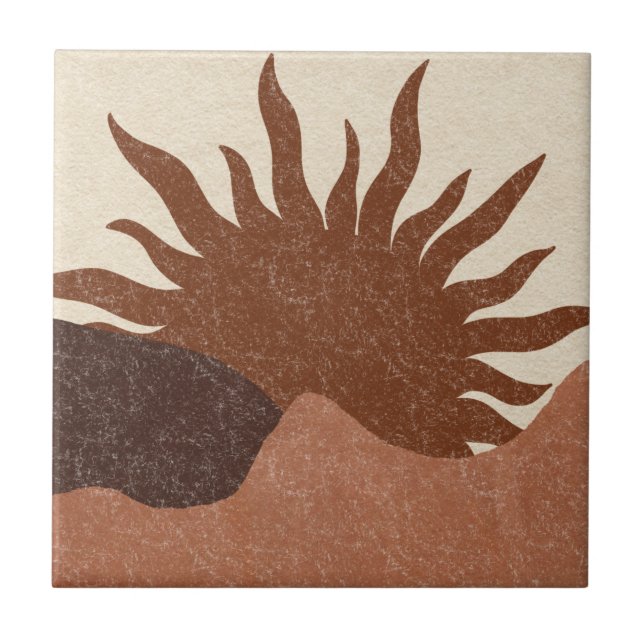 Boho Terracotta Desert Sol Kakelplatta (Framsidan)