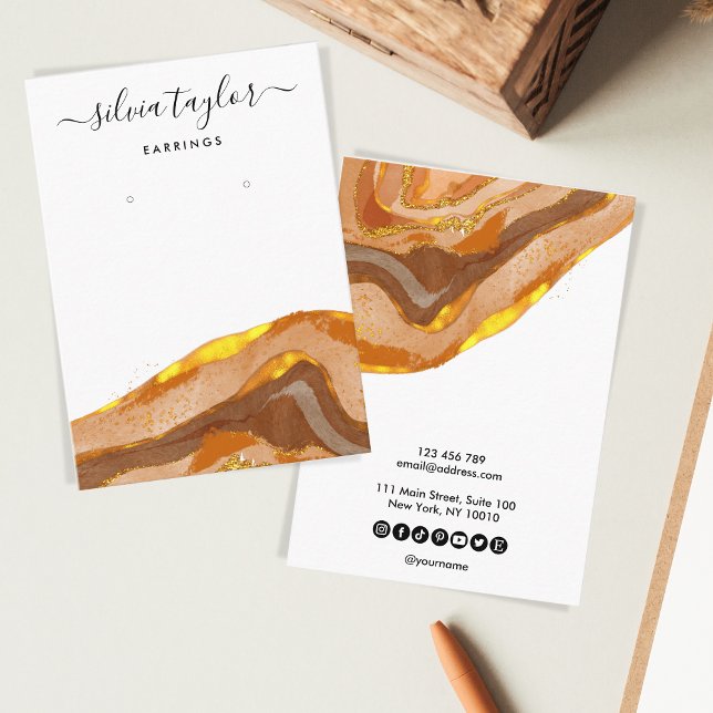 Boho Terracotta Designer Jewelry Holder Social Visitkort (Skapare uppladdad)