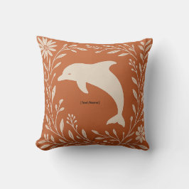 Boho Terracotta Dolphin Pillow | Add Text/Name Kudde