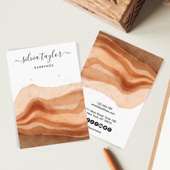 Boho Terracotta Earring Necklace visning Card Visitkort (Skapare uppladdad)