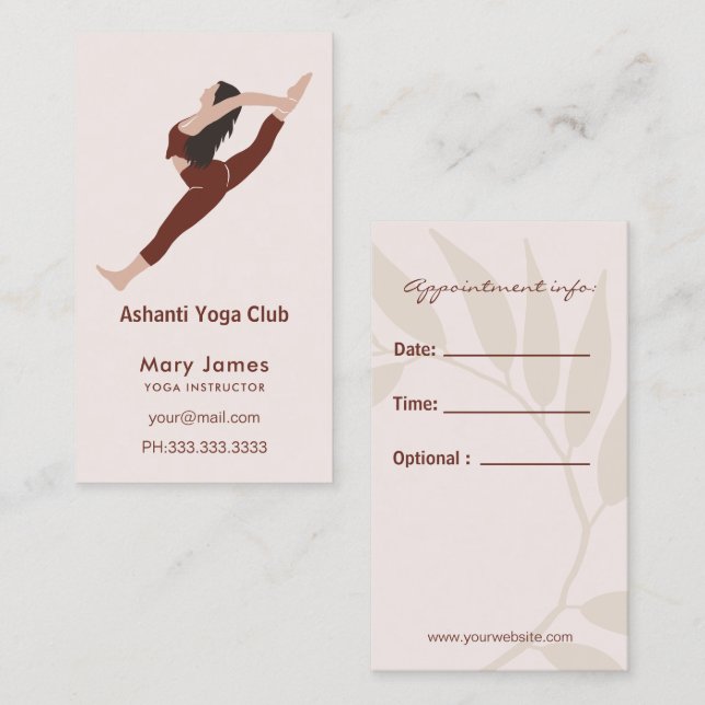 Boho Terracotta Earthy Yoga Instructor Tidsbeställning Kort (Fram/baksida)