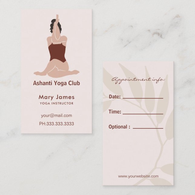 Boho Terracotta Earthy Yoga Instructor Tidsbeställning Kort (Fram/baksida)