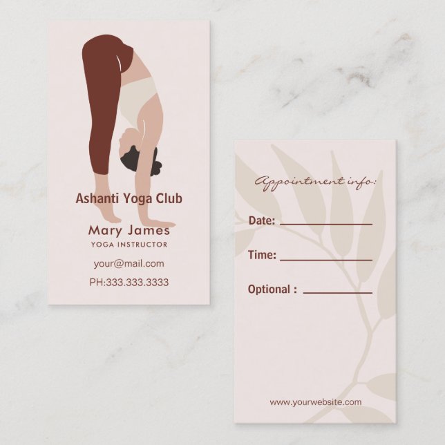 Boho Terracotta Earthy Yoga Instructor Tidsbeställning Kort (Fram/baksida)