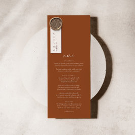 Boho Terracotta Elegant Minimalist Bröllop Menu Meny