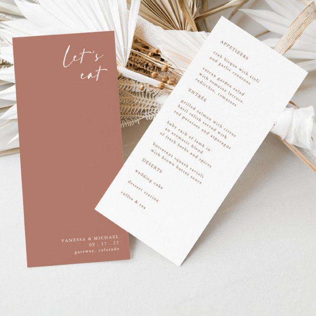 Boho Terracotta Elegant Minimalist Bröllop Menu Meny (Skapare uppladdad)