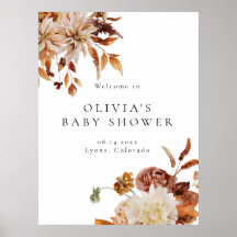 Boho Terracotta Fall Blommigt Baby Shower Välkomme