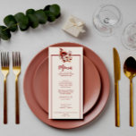 Boho Terracotta Fall Dinner Blommigt Bouquet Bröll Meny<br><div class="desc">En finare faller höstens elfenbensbeige terracotta brände orange blommigt bröllop middagsmeny. Vilket har bränd orange och elfenbensbeige krämblommor som peony och höst löv bouquet.</div>
