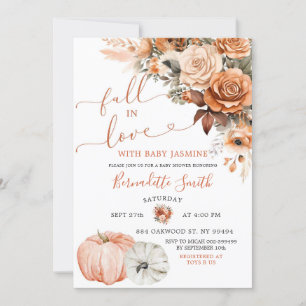 Boho Terracotta Fall i Kärlek Pumpkin Baby Shower Inbjudningar