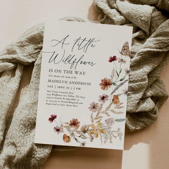 Boho Terracotta Fall Wildblomma Baby Shower Inbjudningar (Skapare uppladdad)