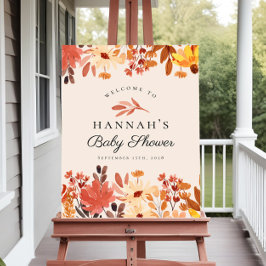 Boho Terracotta Fall Wildblomme Baby Shower-tecken Poster