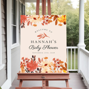 Boho Terracotta Fall Wildblomme Baby Shower-tecken Poster