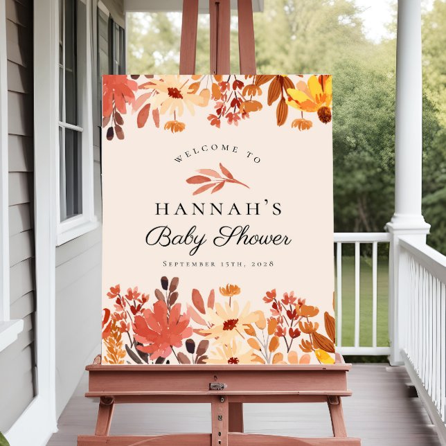 Boho Terracotta Fall Wildblomme Baby Shower-tecken Poster (Skapare uppladdad)