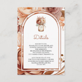Boho Terracotta Floral Mason Jar Wedding Details Tilläggskort