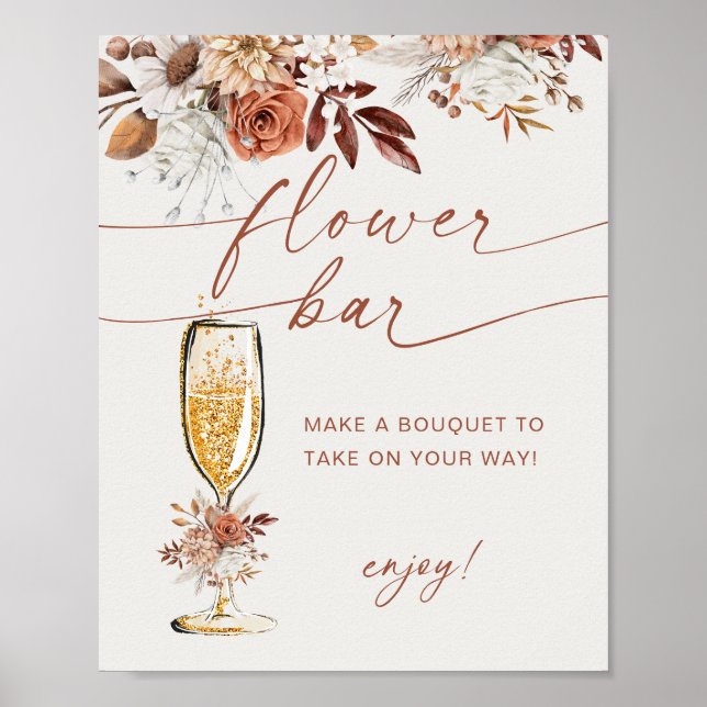 Boho Terracotta Flower Pub Blommigt Poster (Framsidan)