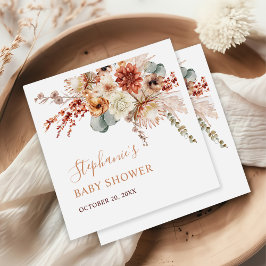 Boho Terracotta Flowers Fall Baby Shower Pappersservett