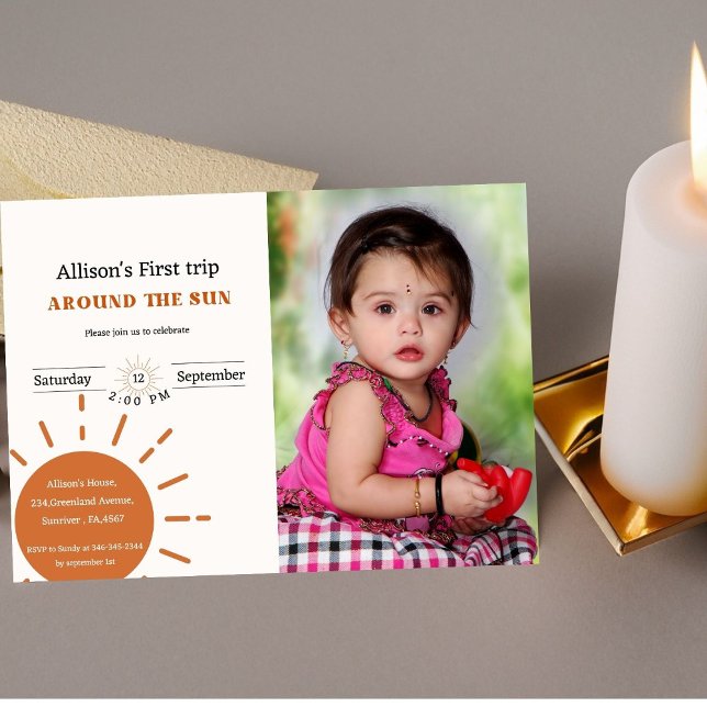 Boho terracotta först resa runt sol inbjudningar (Skapare uppladdad)