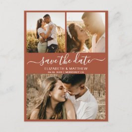 Boho Terracotta Fotokollage Spara datumet Meddelande Vykort