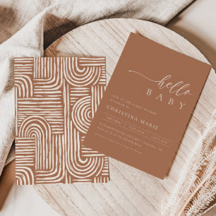 Boho Terracotta Gender Neutral Baby Shower Inbjudningar