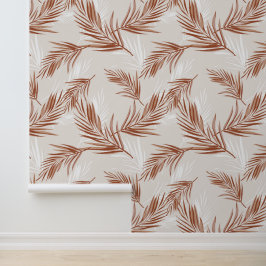 Boho Terracotta Grått Löv Skriv ut Mönster