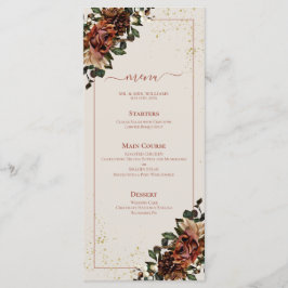 Boho Terracotta Greenery Blommigt Bröllop Menu Meny