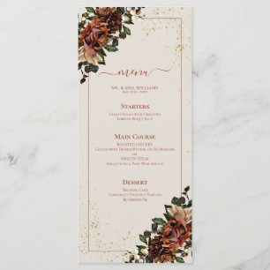 Boho Terracotta Greenery Blommigt Bröllop Menu Meny