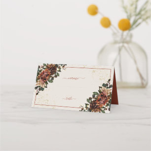 Boho Terracotta Greenery Blommigt Bröllop Placeringskort