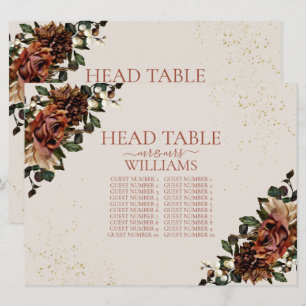 Boho Terracotta Greenery Blommigt Head Bord Seatin Inbjudningar