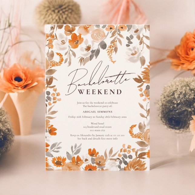 Boho terracotta handmålad bachelorette helg inbjudningar (Boho terracotta hand painted bachelorette weekend invitation)